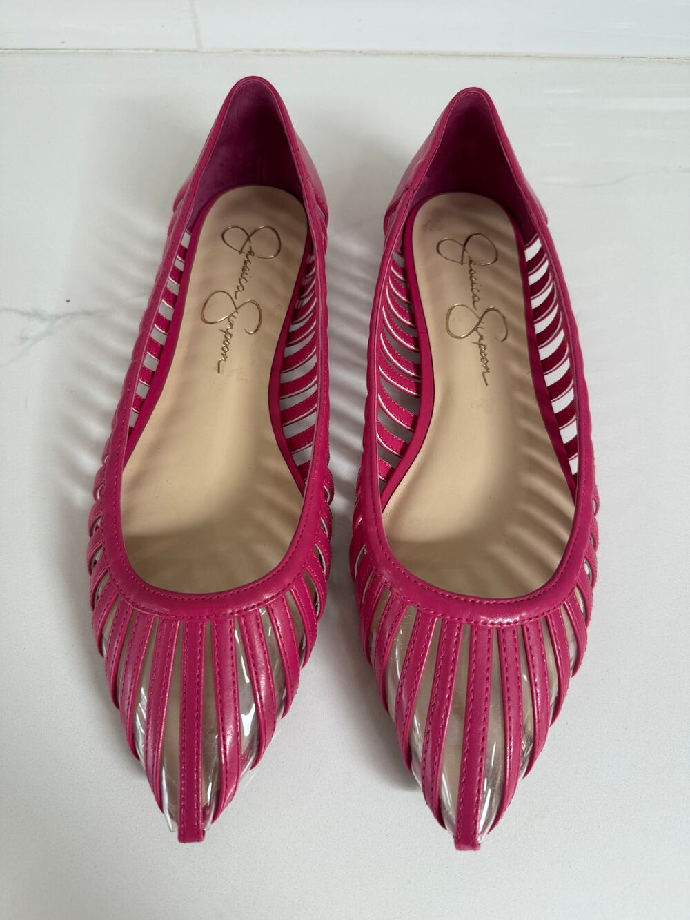 Barbie Pink Jessica Simpson Crinah Caged Pointed Toe Flats Women’s Size 8.5M